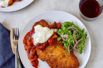 Chicken Cutlets With Burrata and Melted Baby-Tomato Sauce