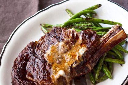 Pan-Seared Rib-Eye Steaks with Chili-Gorgonzola Butter