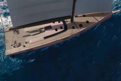 The Baltic 80 custom Yacht dressed in pink is a striking object