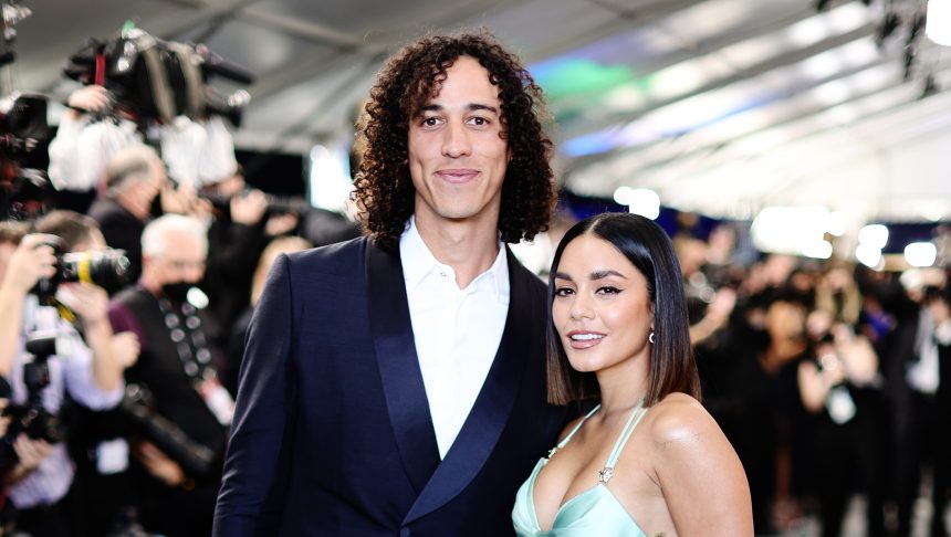 Cole Tucker and Vanessa Hudgens attend the 28th Screen Actors Guild Awards at Barker Hangar