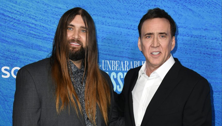 Weston Coppola Cage and Nicolas Cage attend the Los Angeles special screening of "The Unbearable Weight of Massive Talent" at DGA Theater Complex on April 18, 2022 in Los Angeles, California. (Photo by JC Olivera/Getty Images)