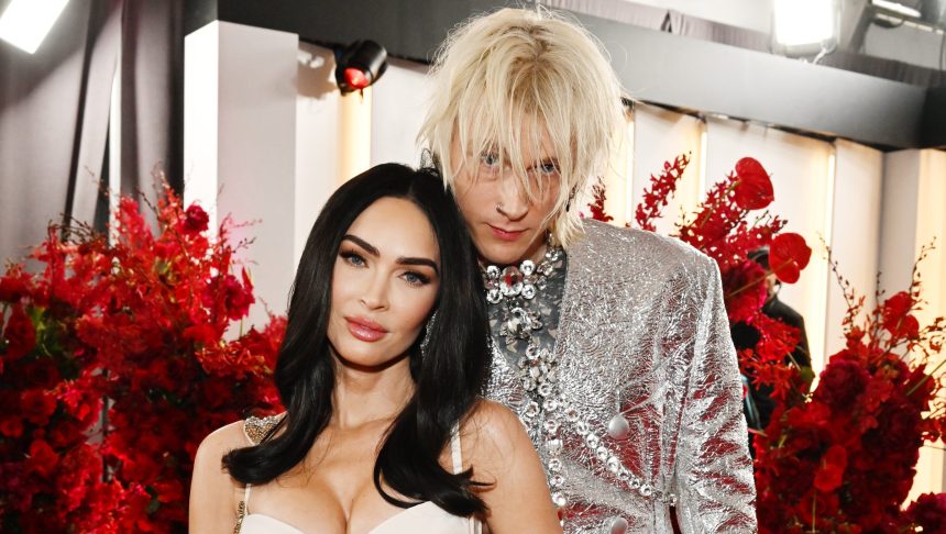 LOS ANGELES, CALIFORNIA - FEBRUARY 05: (L-R) Megan Fox and Machine Gun Kelly attend the 65th GRAMMY Awards on February 05, 2023 in Los Angeles, California. (Photo by Lester Cohen/Getty Images for The Recording Academy)