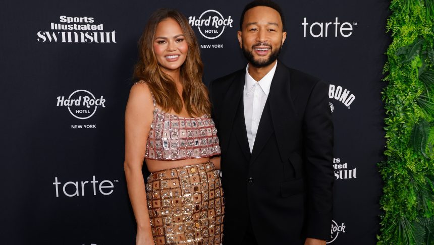 NEW YORK, NEW YORK - MAY 16: Chrissy Teigen and John Legend attend the 2024 Sports Illustrated Swimsuit Launch Party at Hard Rock Hotel on May 16, 2024 in New York City. (Photo by Taylor Hill/WireImage)