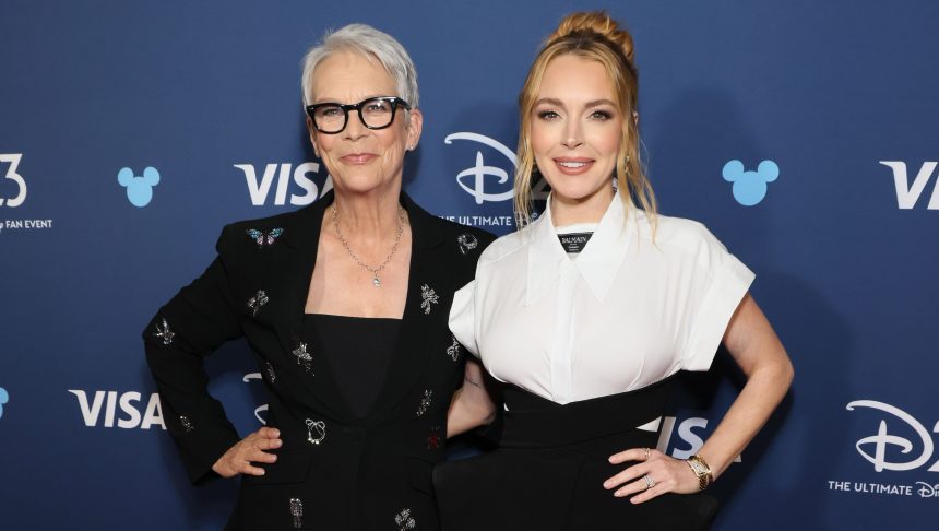 ANAHEIM, CALIFORNIA - AUGUST 09: (L-R) Jamie Lee Curtis and Lindsay Lohan at D23: The Ultimate Disney Fan Event in Anaheim, California on August 09, 2024. (Photo by Rodin Eckenroth/Getty Images for Disney)