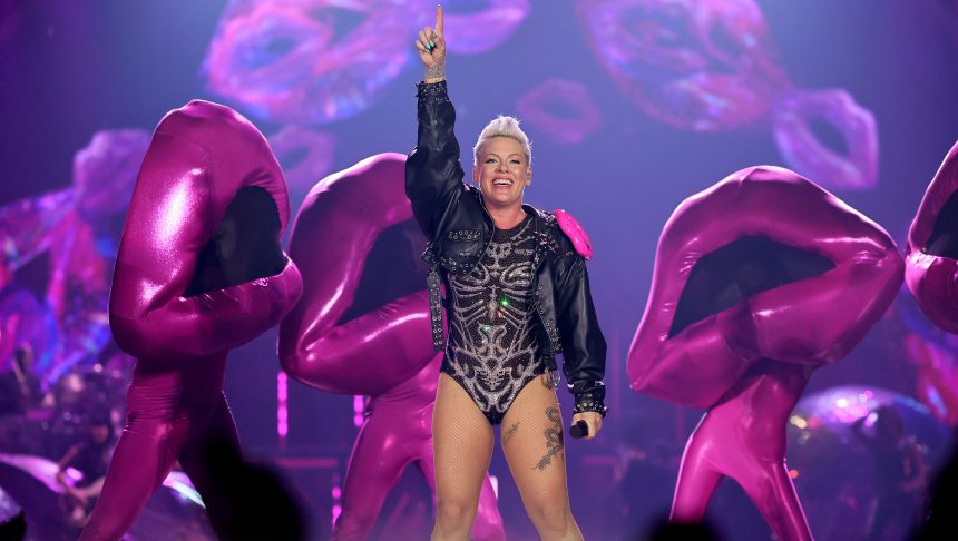 ST LOUIS, MISSOURI - AUGUST 10: P!NK performs onstage during P!NK The Summer Carnival 2024 - St. Louis at The Dome at America’s Center on August 10, 2024 in St Louis, Missouri. (Photo by Theo Wargo/Getty Images for Live Nation)