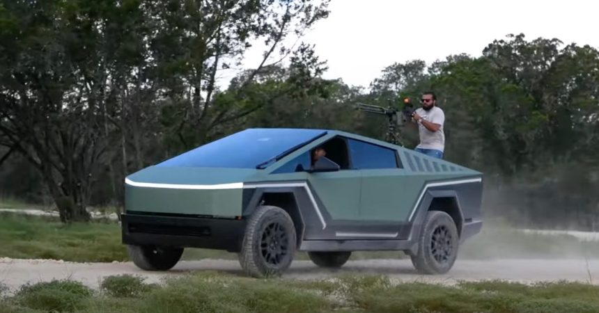 Tesla Cybertruck gets turned into Halo Warthog with working machine gun