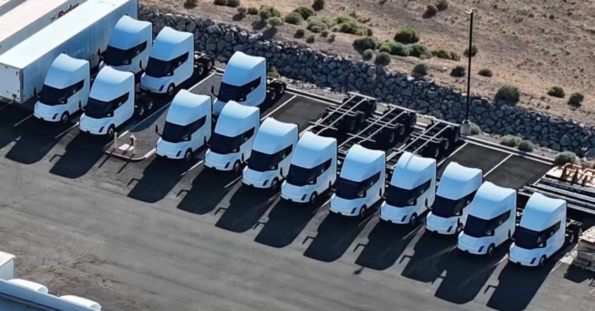 Tesla Semi trucks were spotted in numbers coming out of the factory