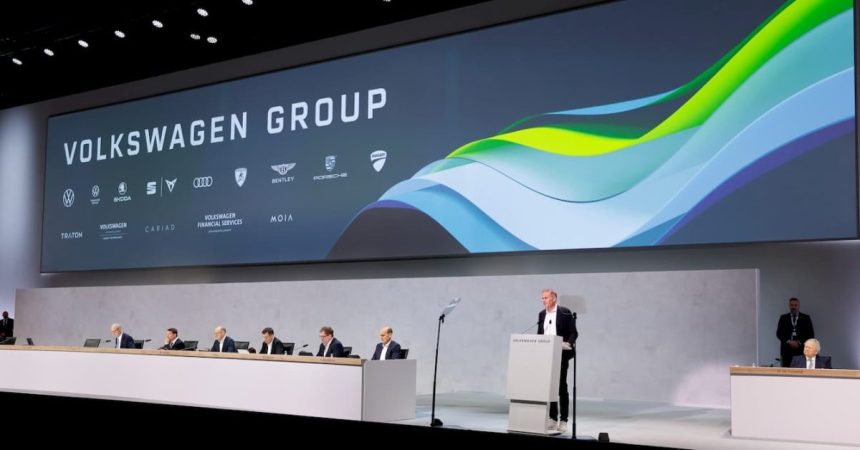 VW general meeting interrupted by activists, cake thrown over EV pace and China labor