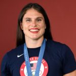 PARIS, FRANCE - JULY 31: (BROADCAST-OUT) Olympian Ilona Maher of Team United States poses on the Today Show Set on July 31, 2024 in Paris, France. (Photo by Kristy Sparow/Getty Images)