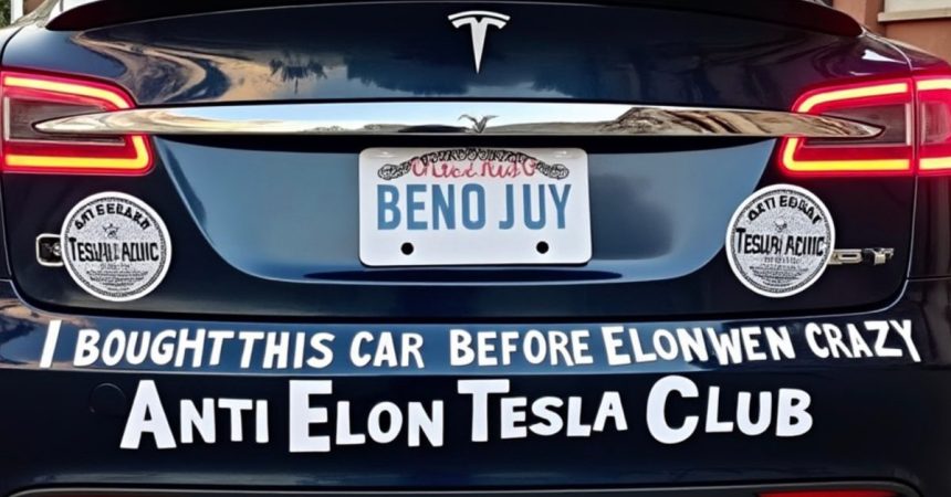 Anti-Elon bumper sticker business give insights into Tesla owners turning against him